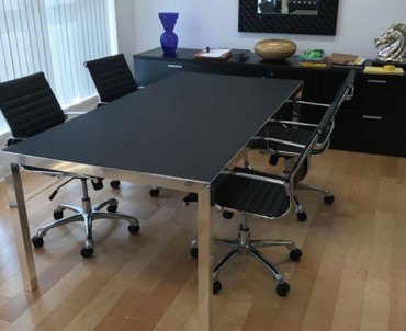 Rym Black Glass Matte Meeting Table: No Objection!