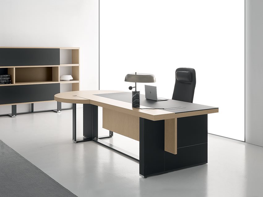 Modern Office Furniture Desk black and light oak