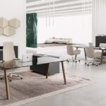 glass desk and wood legs