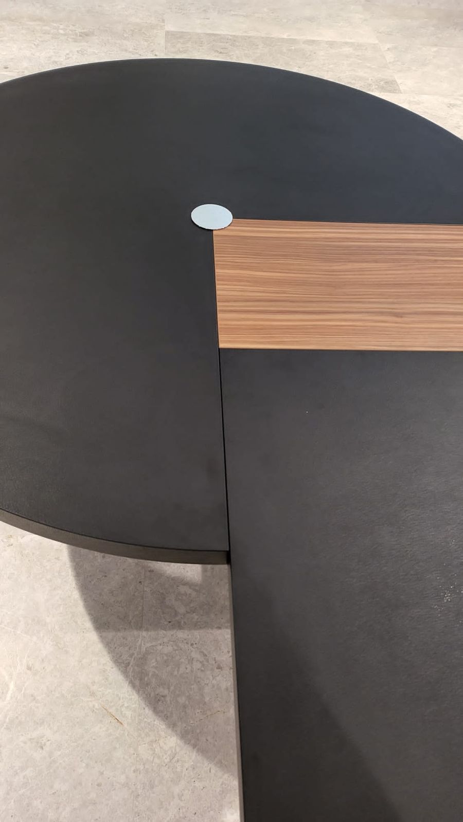 Where the walnut meets the black inlay