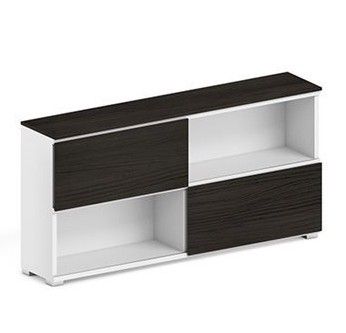 Domino low bookcase, black doors
